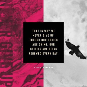 Even though stress may overtake us and fear can paralyze us, our spirits are being renewed each day, and we WILL NOT falter. Be encouraged today that whatever you’re going through, you will make it to the other side and prevail. Last night I was completely stressed and overwhelmed by the decisions I have to make this week, but after reading these Scriptures, I once again feel like I’m standing on solid ground!
“Therefore we do not lose heart. Though outwardly we are wasting away, yet inwardly we are being renewed day by day. For our light and momentary troubles are achieving for us an eternal glory that far outweighs them all. So we fix our eyes not on what is seen, but on what is unseen, since what is seen is temporary, but what is unseen is eternal.”
2 Corinthians 4:16-18 NIV
📷: YouVersion