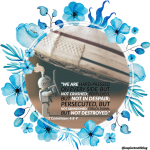 You are not defeated! This is not the end! “We need both the winds of hardship and the winds of relief to sweep across our lives if we are to be truly fruitful!” ~ @lysaterkeurst, Uninvited
Take heart! While it may seem like you’ve reached a block in the road or suffered complete destruction, it’s not over yet. God is calling to you. He wants to refine you and take your hand, so you don’t have to walk through this darkness and trial alone! Call out to him; he’s listening! It won’t be a quick victory, but each step is one step further. Keep walking and be encouraged because Jesus/Yeshua is right there with you, coaxing you on and ready to share His wisdom with you!
“We are hard pressed on every side, but not crushed; perplexed, but not in despair; persecuted, but not abandoned; struck down, but not destroyed. We always carry around in our body the death of Jesus, so that the life of Jesus may also be revealed in our body. For we who are alive are always being given over to death for Jesus’ sake, so that his life may also be revealed in our mortal body.” 2 Corinthians 4:8-11 NIV